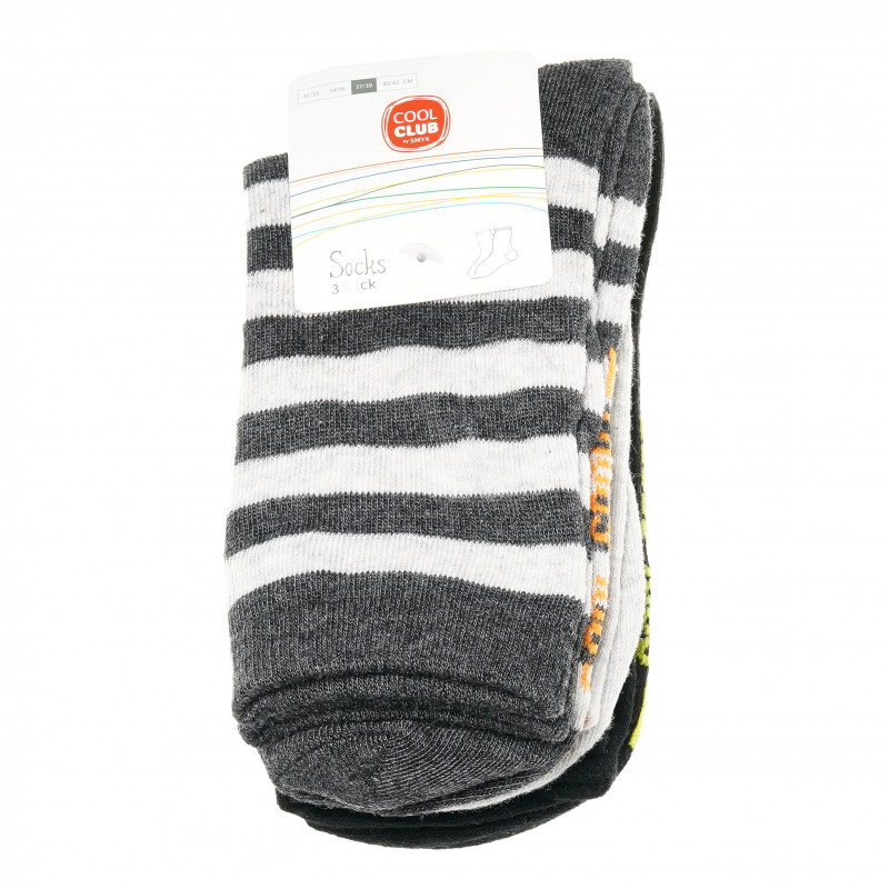 Комплект чорапи за момче, черни,бели и райе  80355