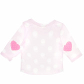 Памучна блуза с дълъг ръкав за бебе за момиче с десен на точки и сърчица Cool club 80408 2