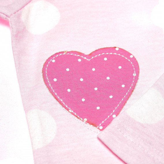 Памучна блуза с дълъг ръкав за бебе за момиче с десен на точки и сърчица Cool club 80410 4