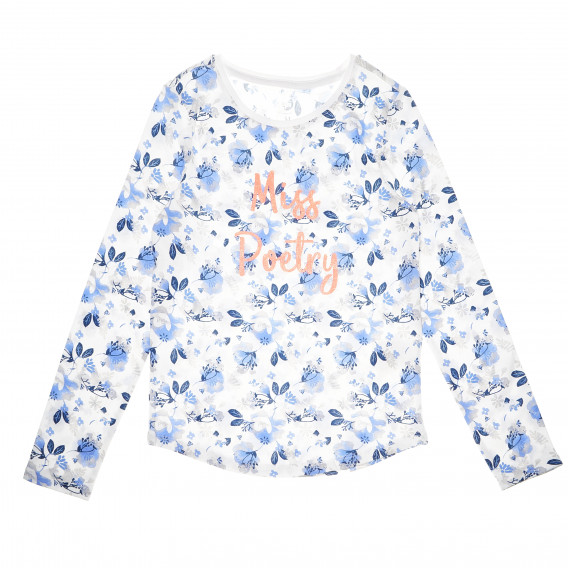 Многоцветна памучна блуза на цветя с дълъг ръкав за момиче Cool club 80431 