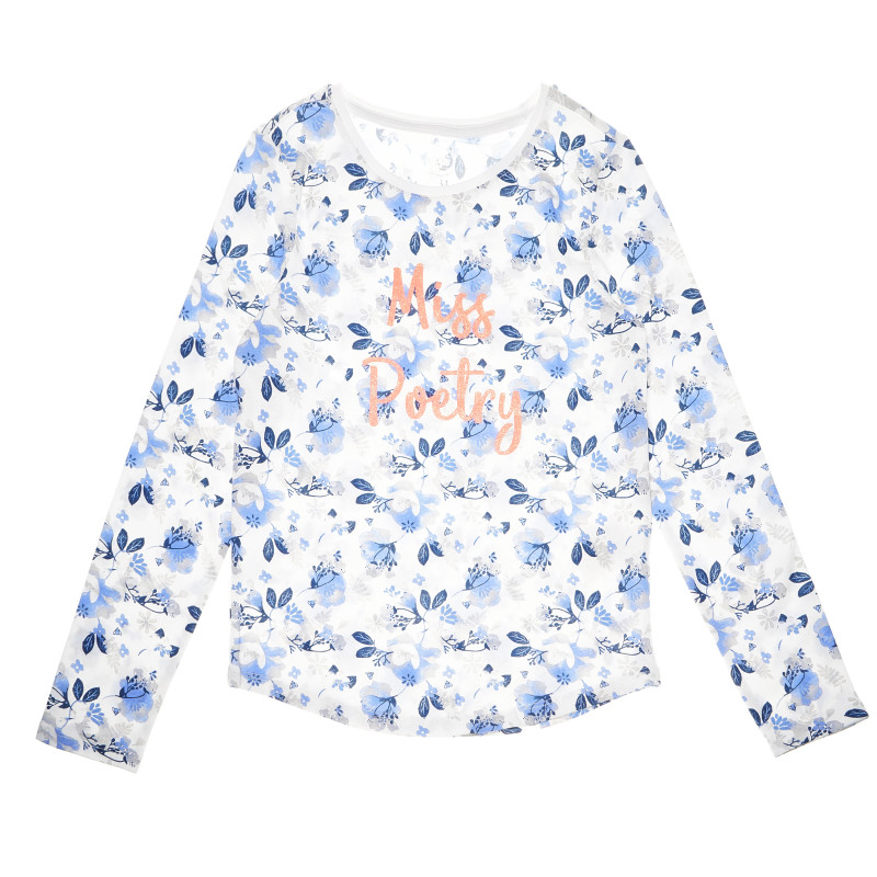 Многоцветна памучна блуза на цветя с дълъг ръкав за момиче  80431