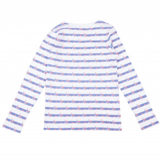 Памучна блуза на морско райе с дълъг ръкав и цветенца за момиче Cool club 80591 2