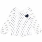 Бяла памучна блуза на точки с дълъг ръкав за момиче Cool club 80594 