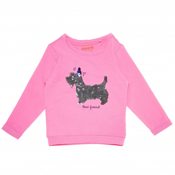 Розова блуза с принт куче и дълъг ръкав за момиче Cool club 80671 