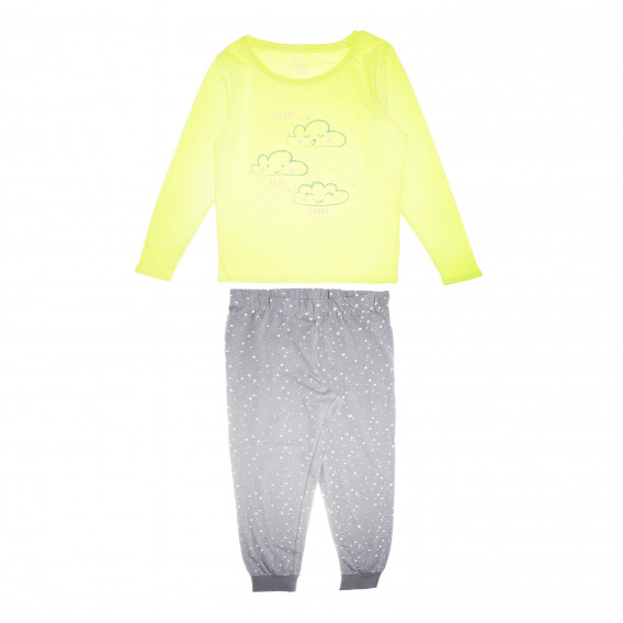 Памучна пижама от две части с принт на облаци и звездички за момиче Cool club 80977 