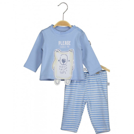 Памучен комплект от 2 части за бебе за момче с апликация на животинче BLUE SEVEN 81457 