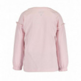 Розова памучна блуза с дълъг ръкав за момиче с къдрички в горната част BLUE SEVEN 81480 2