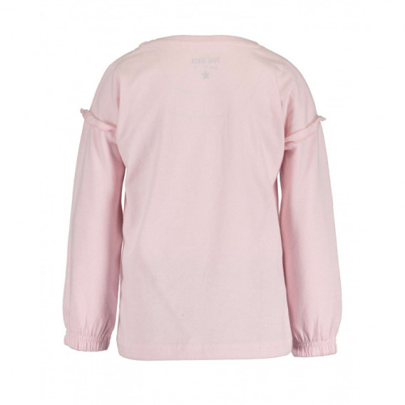 Розова памучна блуза с дълъг ръкав за момиче с къдрички в горната част BLUE SEVEN 81480 2