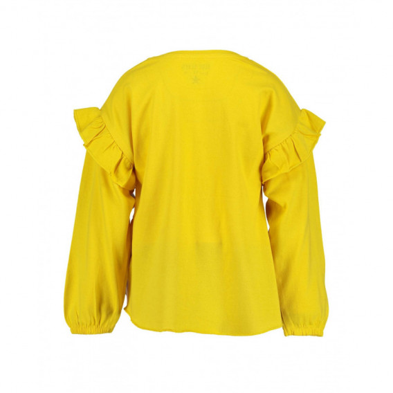 Жълта памучна блуза с дълъг ръкав за момиче с издължена задна част BLUE SEVEN 81482 2
