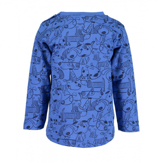 Памучна блуза с дълъг ръкав за бебе за момче с принт на кученца BLUE SEVEN 81544 2