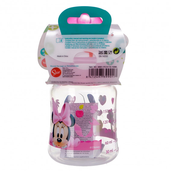 Полипропиленово шише за хранене Minnie Mouse, с биберон 2 капки, 0+ месеца, 150 мл, цвят: розов Minnie Mouse 81760 2
