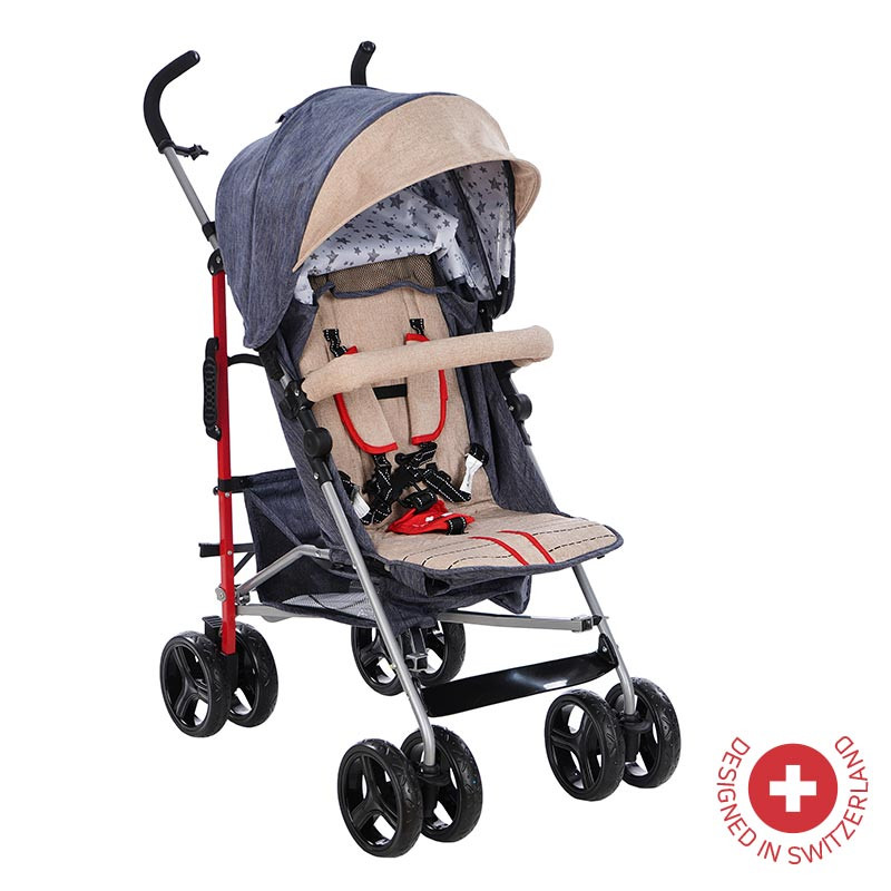 Детска количка CHERYL с швейцарска конструкция и дизайн, синя  81884