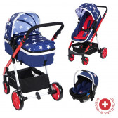 Детска количка BELINDA 3 в 1 с швейцарска конструкция и дизайн, синя ZIZITO 81889 