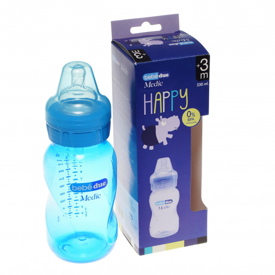 Полипропиленова бебешка цветна бутилка 330 мл., синя BebeDue 82424 