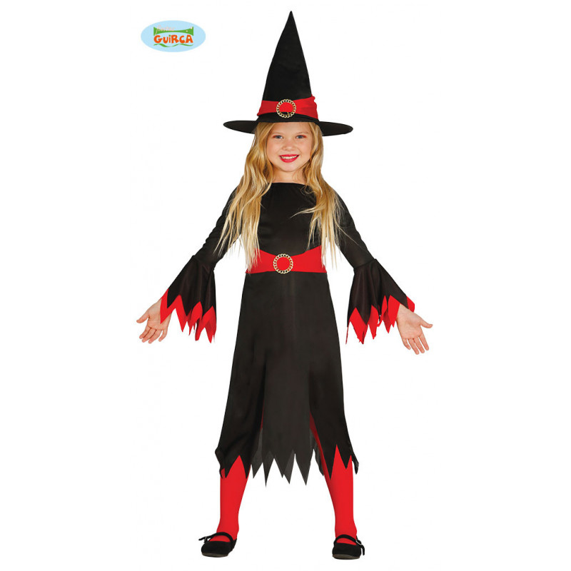 Карнавален костюм вещица за момиче, червено и черно  83891