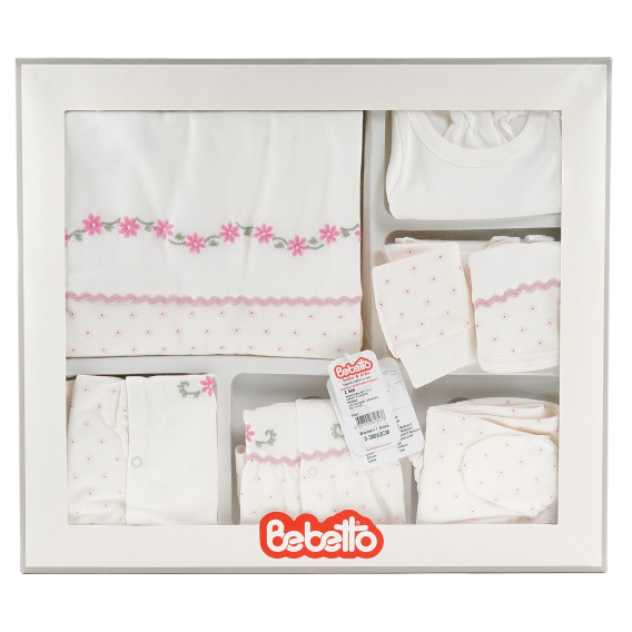 Памучен комплект за изписване за бебе момиче от 10 части Bebetto 87585 