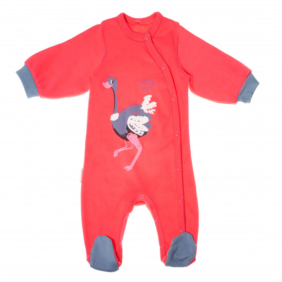 Памучна пижама с дълъг ръкав и нежна щампа на птица Ему за бебе Ewa Klucze 87720 