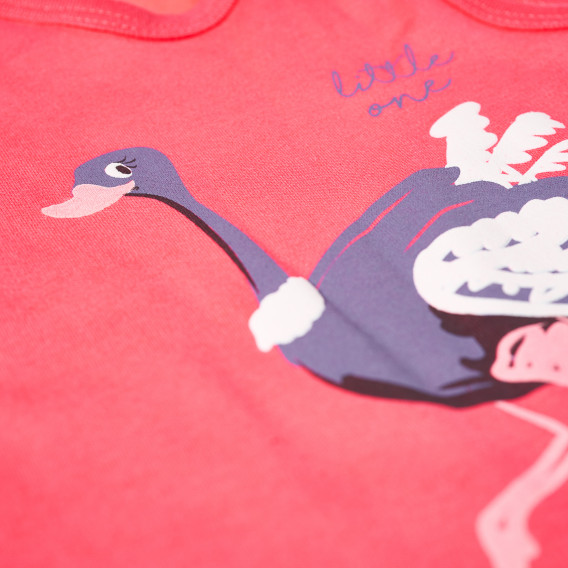 Памучна пижама с дълъг ръкав и нежна щампа на птица Ему за бебе Ewa Klucze 87722 3