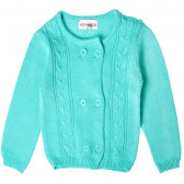 Плетена жилетка за бебе с матирани синьо-зелени копчета  Neck & Neck 87734 