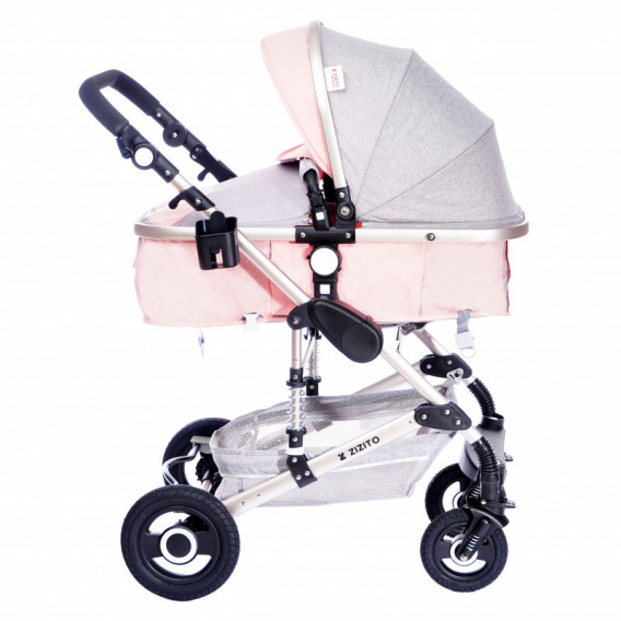 Комбинирана детска количка FONTANA с швейцарска конструкция и дизайн 2 в 1, розова ZIZITO 88459 4