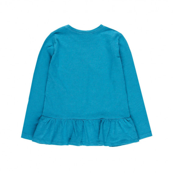 Синя памучна блуза с дълъг ръкав за момиче с интересен детайл  Boboli 89105 2