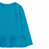 Синя памучна блуза с дълъг ръкав за момиче с интересен детайл  Boboli 89107 4