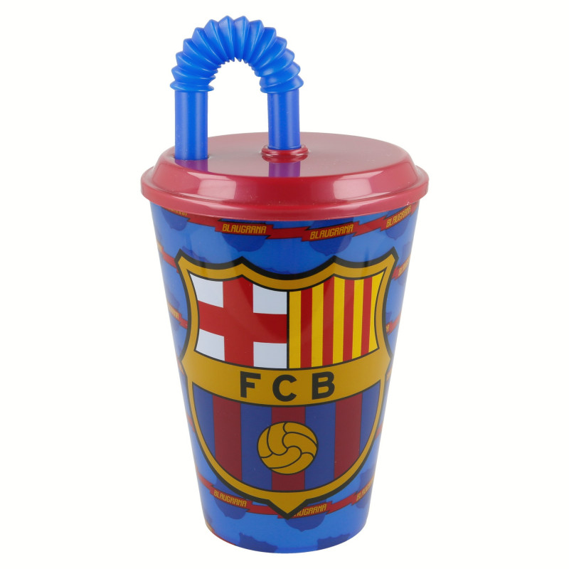 Чаша с логото на fc barcelona със сламка  9055