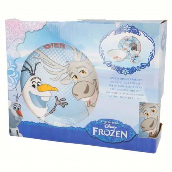 Керамичен комплект хранене от 3 части с картинка, Olaf & Sven Frozen 9151 