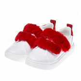 Спортни обувки за момиче в бял цвят с червен пух Colors Of California 93754 