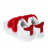 Спортни обувки за момиче в бял цвят с червен пух Colors Of California 93755 2