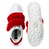 Спортни обувки за момиче в бял цвят с червен пух Colors Of California 93756 3