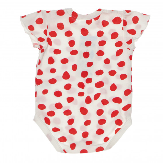 Памучно боди с къс ръкав за бебе момиче на червени точки и обло деколте Pinokio 94458 2