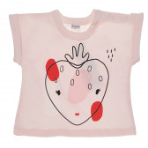 Памучна блуза с къс ръкав и щампа на ягода за бебе момиче Pinokio 94621 