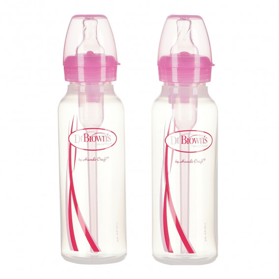 Полипропиленово шише за хранене Narrow-Neck®, с биберон 1 капка, 0+месеца, 250 мл., розово DrBrown's 95170 