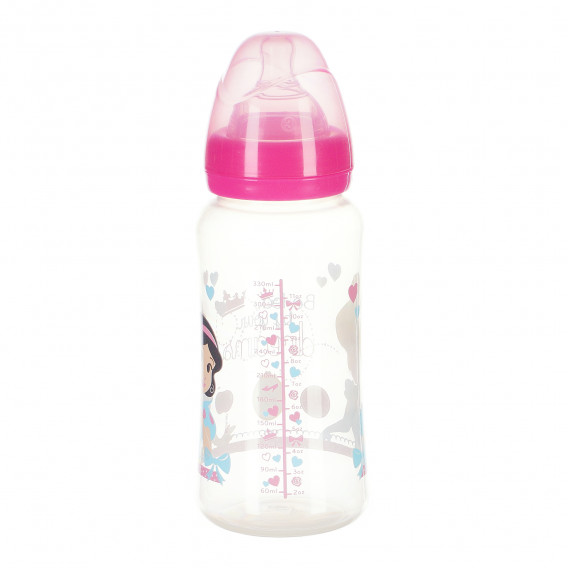 Полипропиленово шише за хранене Little Princess, с биберон 3 капки, 0+ месеца, 360 мл, цвят: розов Stor 95328 3