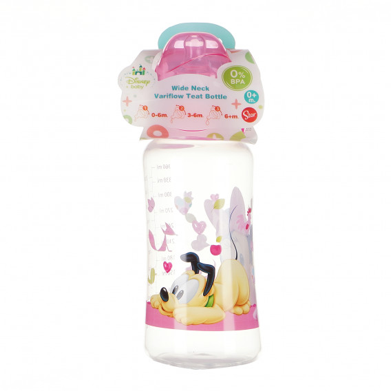 Полипропиленово шише за хранене Minnie Mouse, с биберон 3 капки, 0+ месеца, 360 мл, цвят: розов Minnie Mouse 95330 