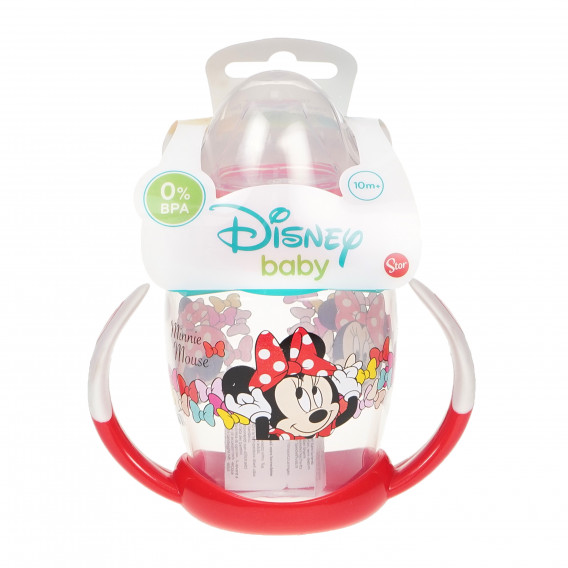 Чаша за малки деца с две червени дръжки и силиконов накрайник за пиене с картинка minnie mouse color bows Minnie Mouse 95340 