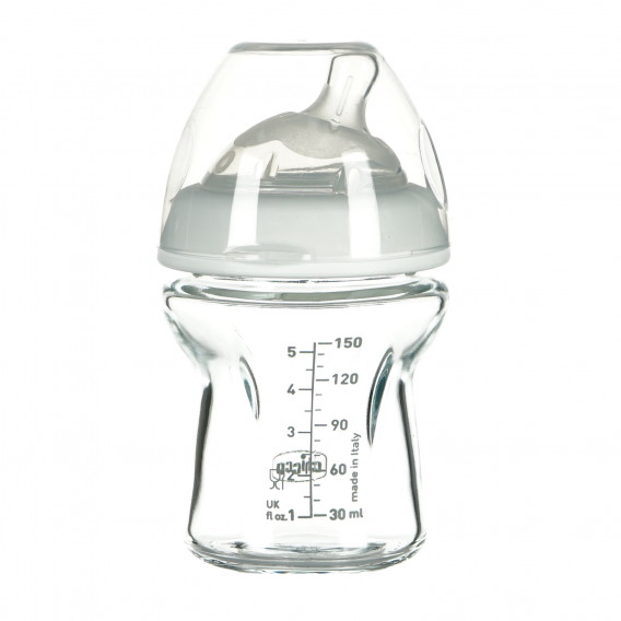 Стъклено шише за хранене Natural feeling, с биберон 1 капка, 0+ месеца, 150 мл, цвят: бял Chicco 95797 2