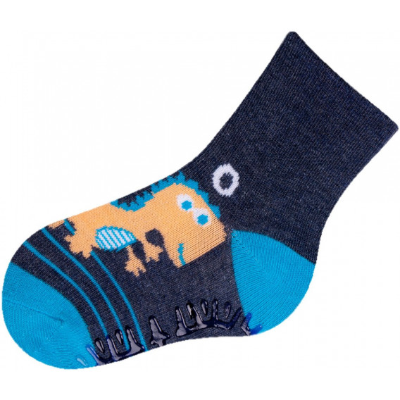 Памучни меки чорапи за момче със силиконови шарки на стъпалата против хлъзгане YO! 9584 2