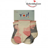 Комплект бебешки чорапи за момиче на райе и с принт за момче YO! 9631 