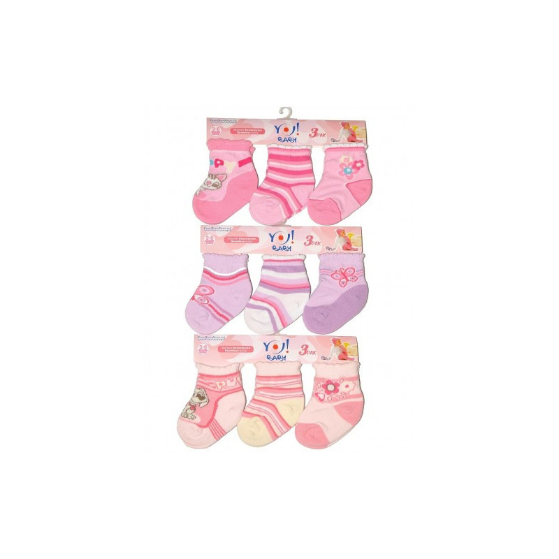 Комплект бебешки чорапи за момиче 3 бр. с принт  9633