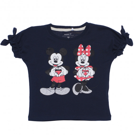 Памучна блуза Mickey & Minnie Mouse с къс ръкав за момиче Name it 96568 