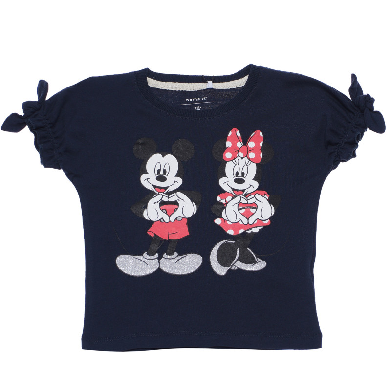 Памучна блуза Mickey & Minnie Mouse с къс ръкав за момиче  96568