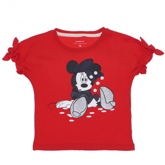 Памучна блуза Minnie Mouse с къс ръкав за момиче Name it 96572 