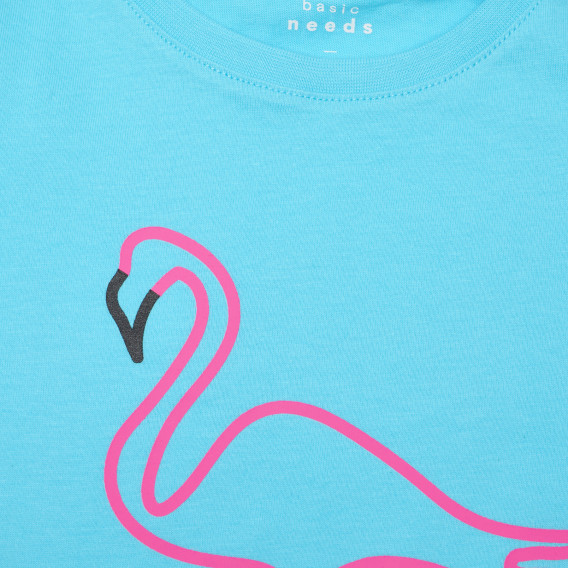 Памучна тениска със стилизирано розово фламинго за момиче Name it 96598 3