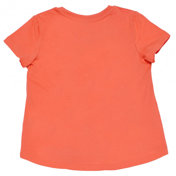 Памучна блуза в оранжев цвят с надпис PARADISE с къс ръкав за момиче Name it 96600 2
