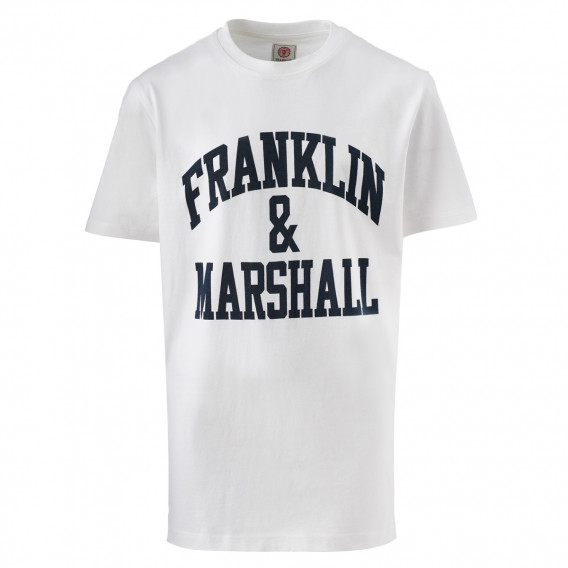 Памучна тениска с лого за момче, бяла Franklin & Marshall 96619 