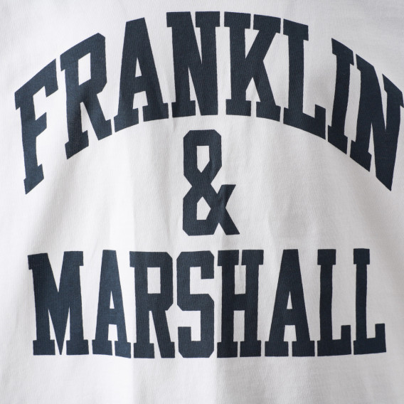 Памучна тениска с лого за момче, бяла Franklin & Marshall 96621 3