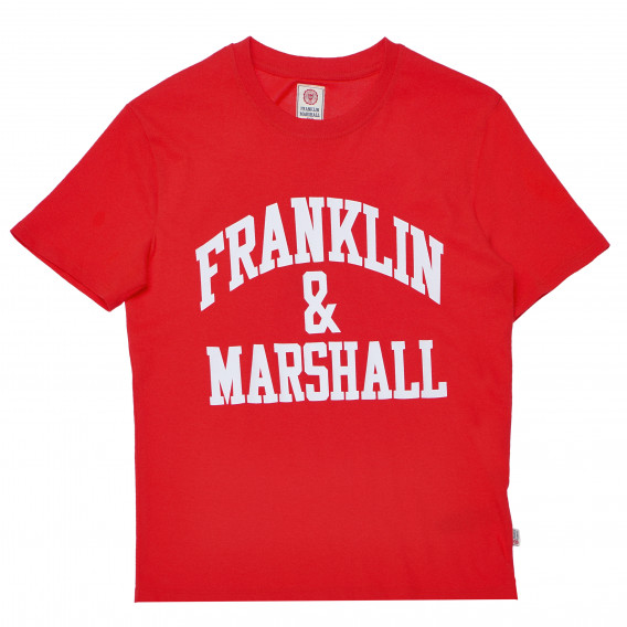 Памучна тениска с лого за момче, червена Franklin & Marshall 96627 