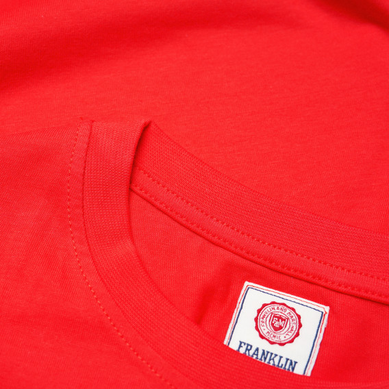 Памучна тениска с лого за момче, червена Franklin & Marshall 96630 4